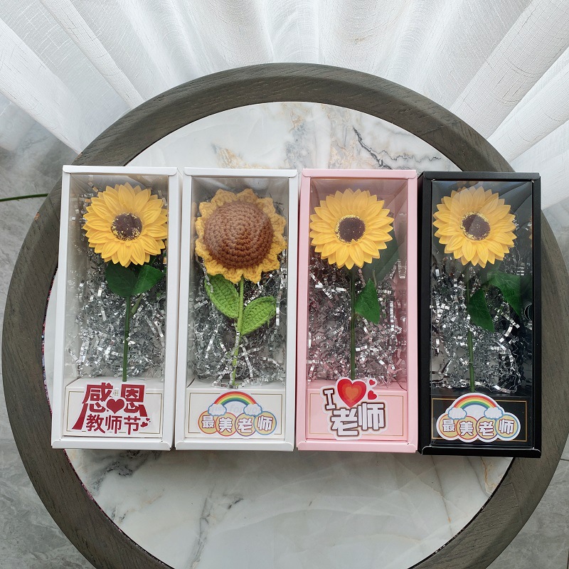 Teacher's Day Sunflower Soap Flower Bouquet Preserved Flower Gift Box