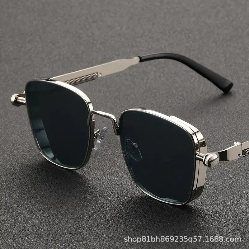 European and American Style Square Frame Metal Vintage Steampunk Men's UV Protection Sunglasses